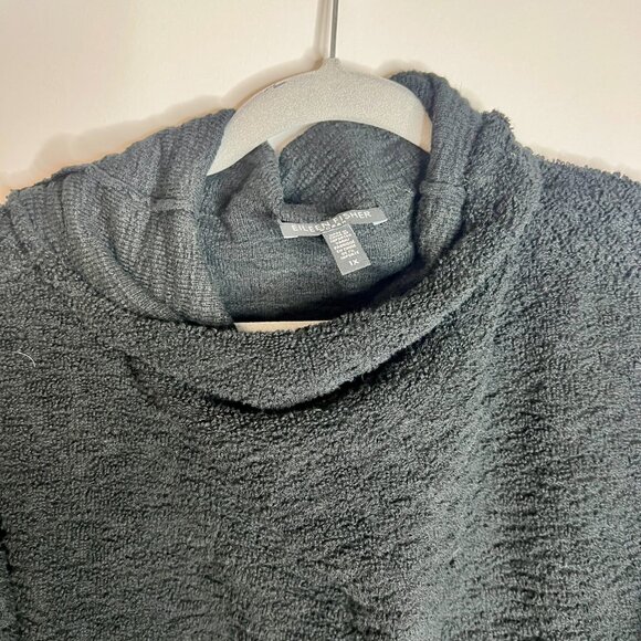 Eileen Fisher 100% Organic Cotton Textured Terry Cloth Cowl Neck Tunic Sweater - Picture 3 of 5